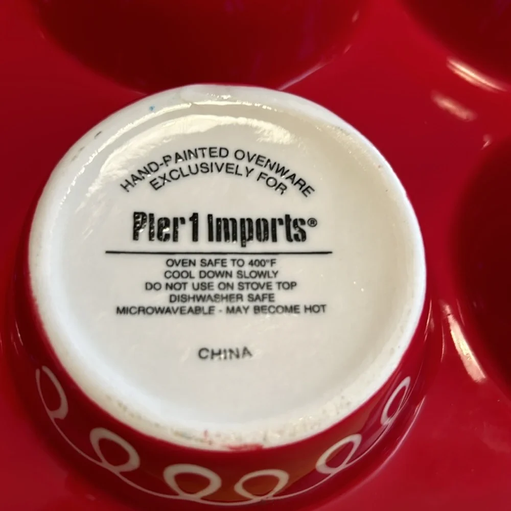 Pier 1 canned painted ovenware. Muffin pan.